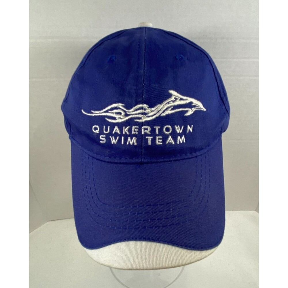 Quakertown Swim Team Hat Royal Blue White Dolphin Embroidered Cap PA Hit Wear OS